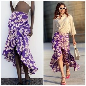NWT Zara floral purple skirt